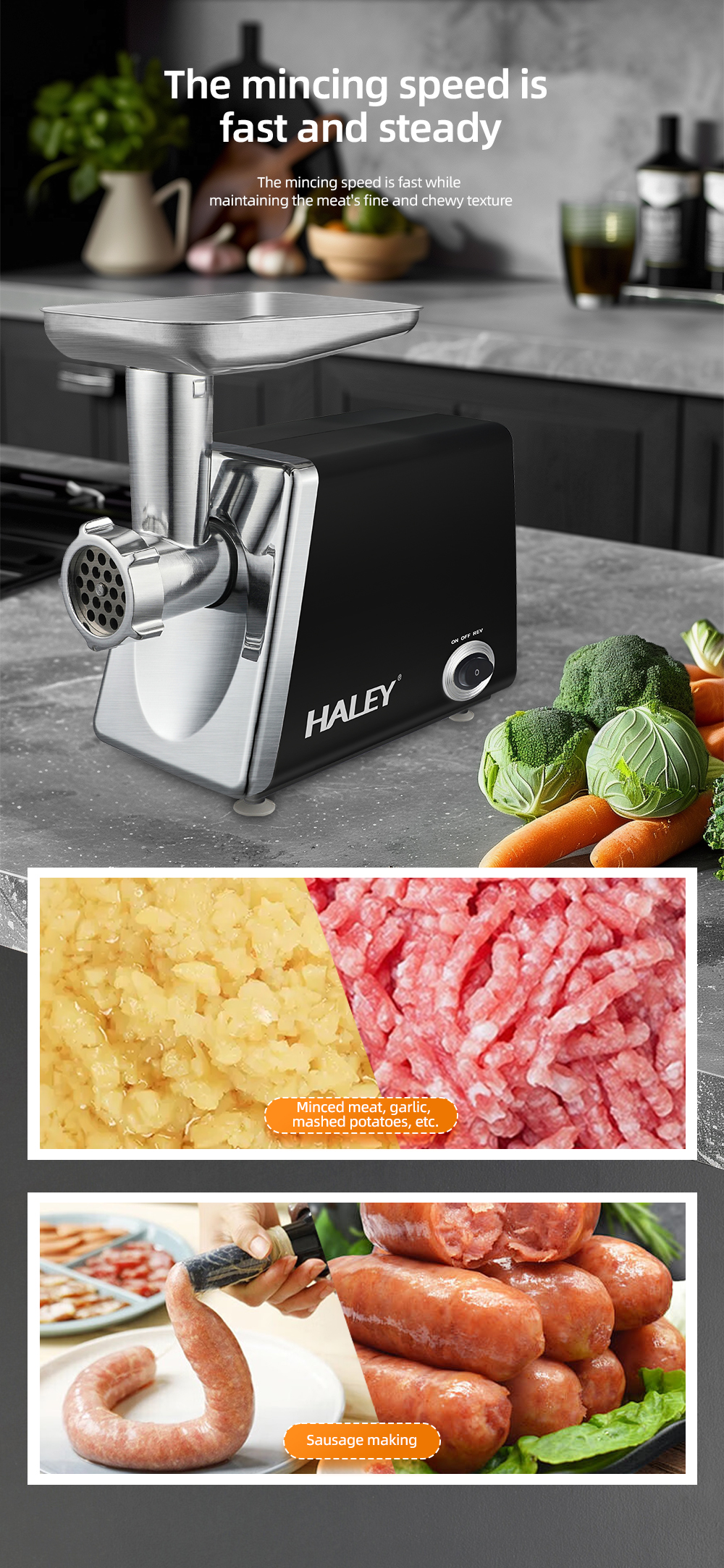 HALEY 3000W Electric Meat Grinder