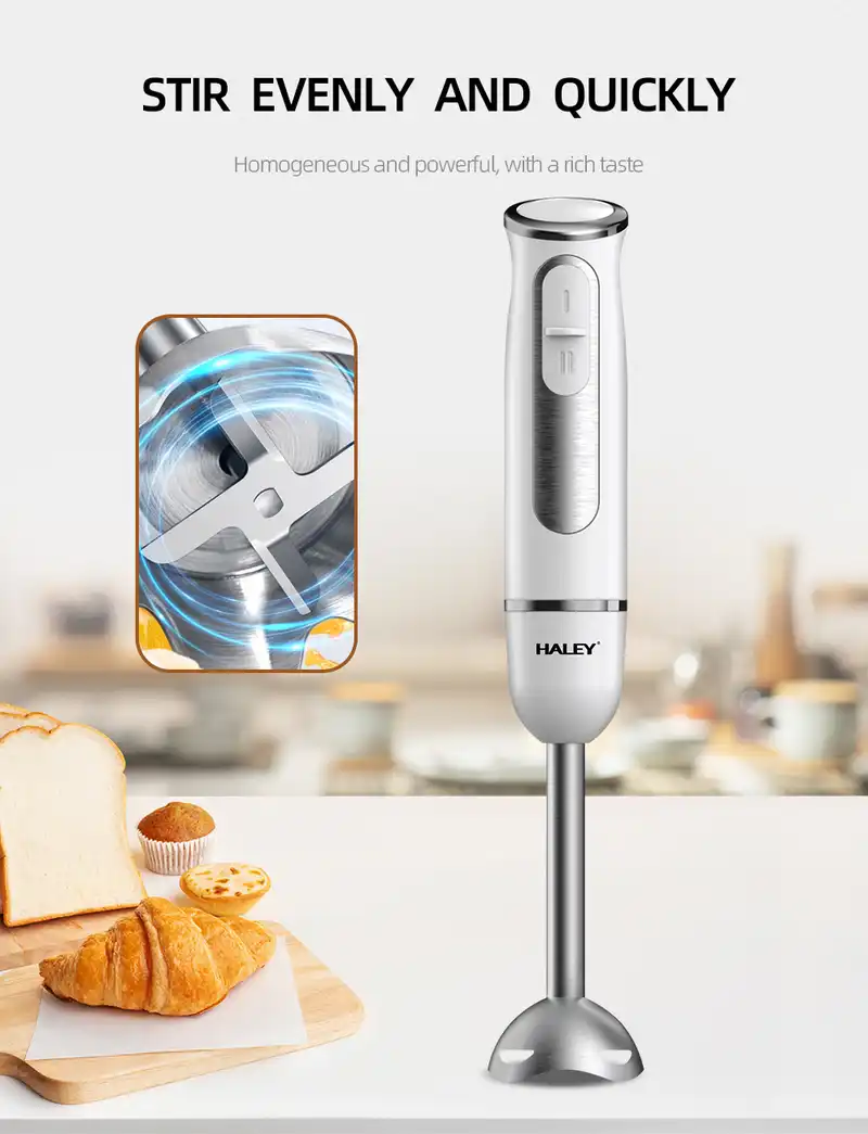 HALEY 1200W Hand Blender with Stainless Steel 4-Blade System