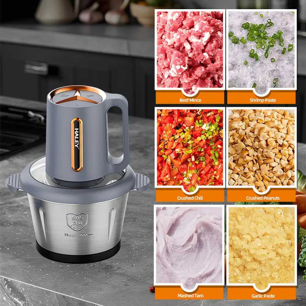 HALEY 2.0L Electric Food Chopper 1000W with Stainless Steel 4-Blade System
