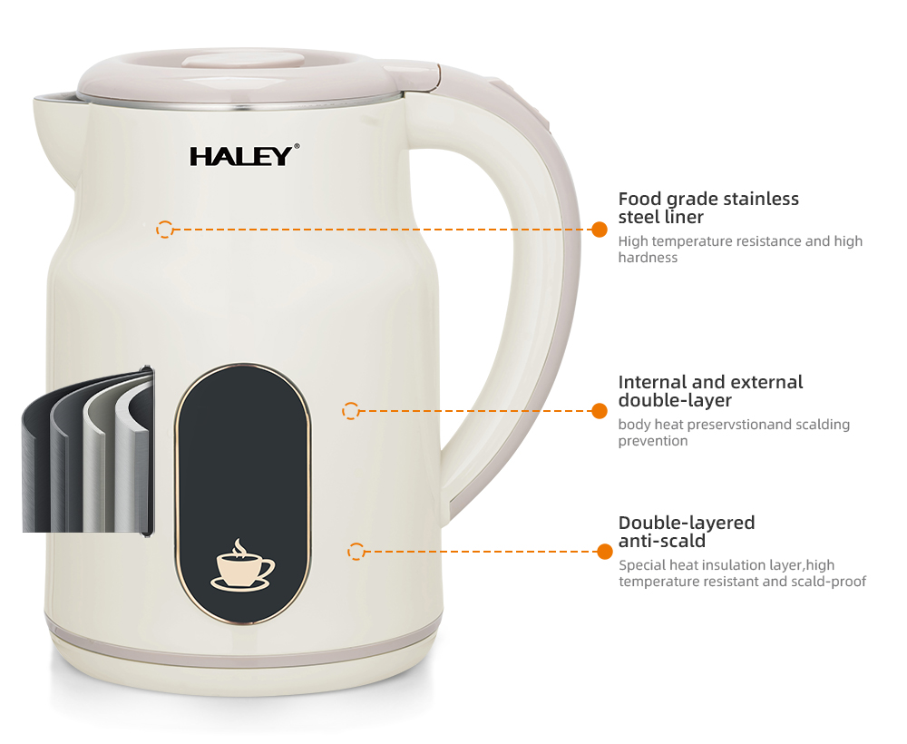HALEY 2.5L Double-Wall Stainless Steel Electric Kettle