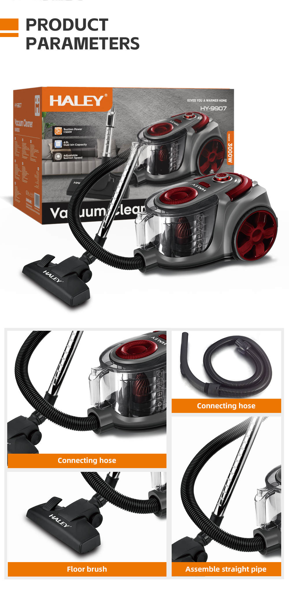 HALEY 3000W Multi-Cyclone Vacuum Cleaner