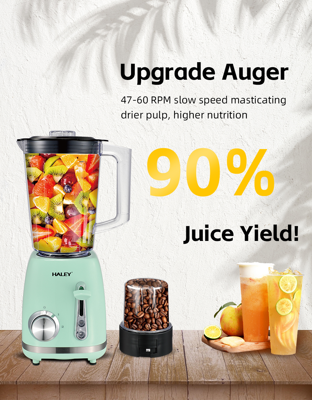 HALEY 500W Juicer Blender with 1.5L Capacity & Ice Crushing Function
