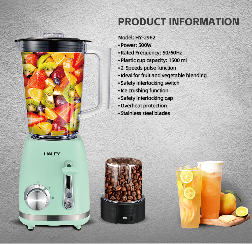 HALEY 500W Juicer Blender with 1.5L Capacity & Ice Crushing Function