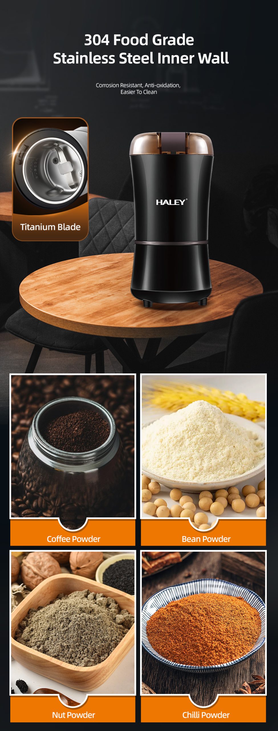 HALEY Electric Coffee Grinder