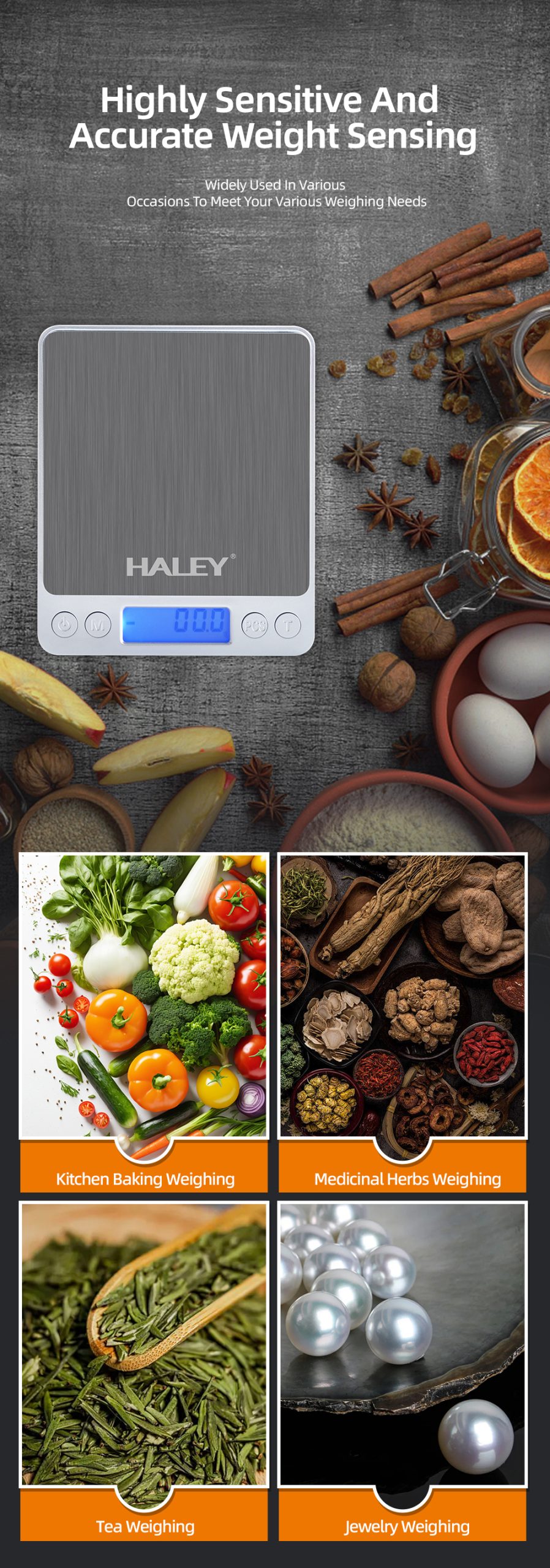 Haley High-Precision Digital Kitchen Scale 3000g