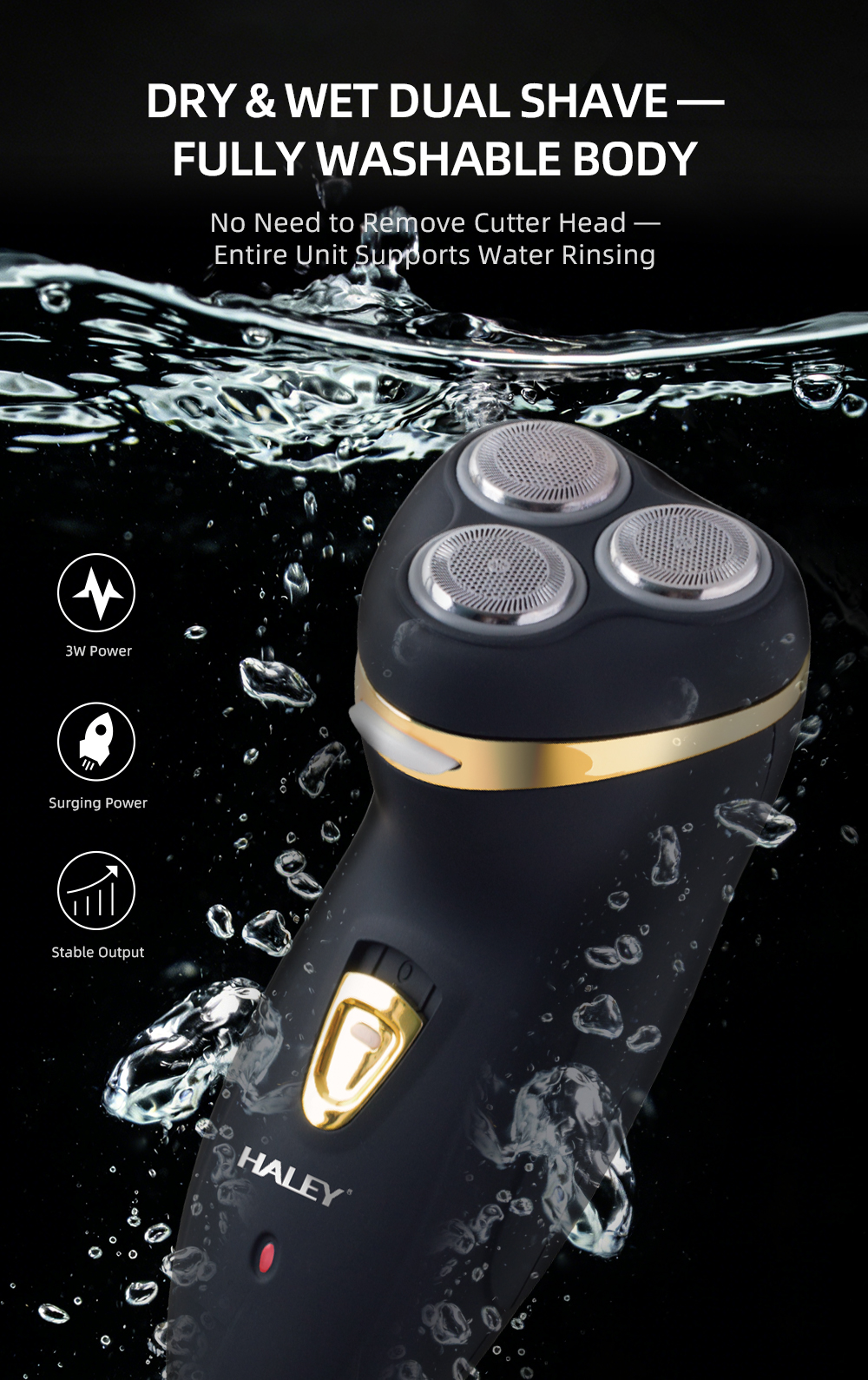HALEY Rechargeable Triple-Blade Electric Shaver