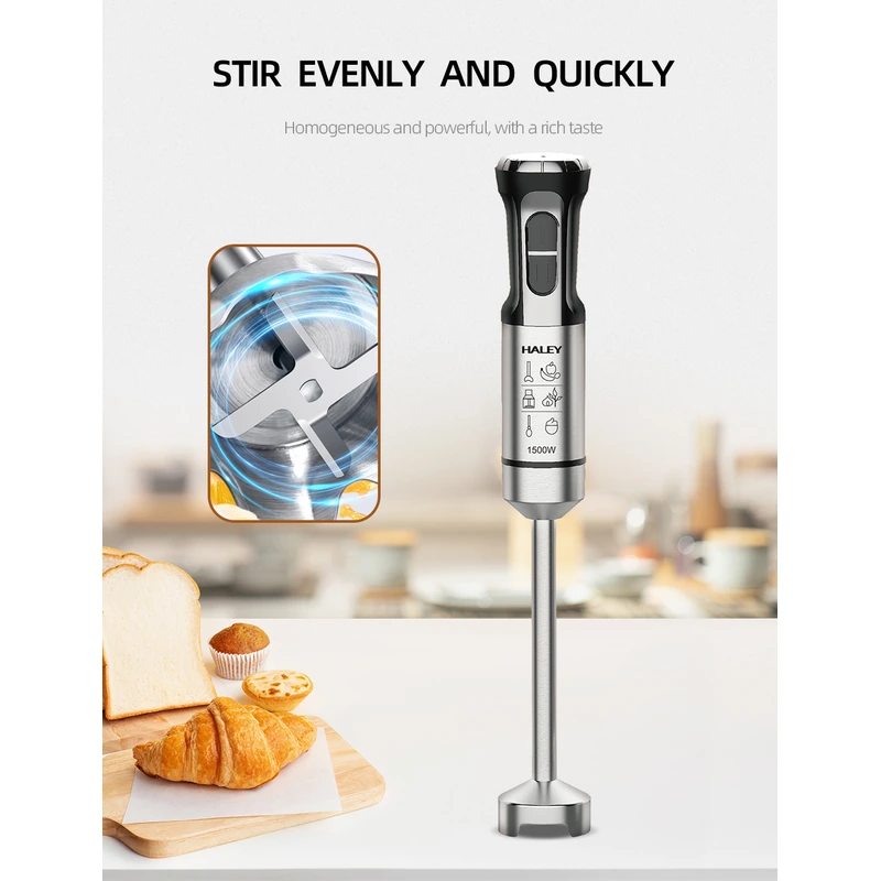 1500W High-Power Detachable Stainless Steel Hand Blender