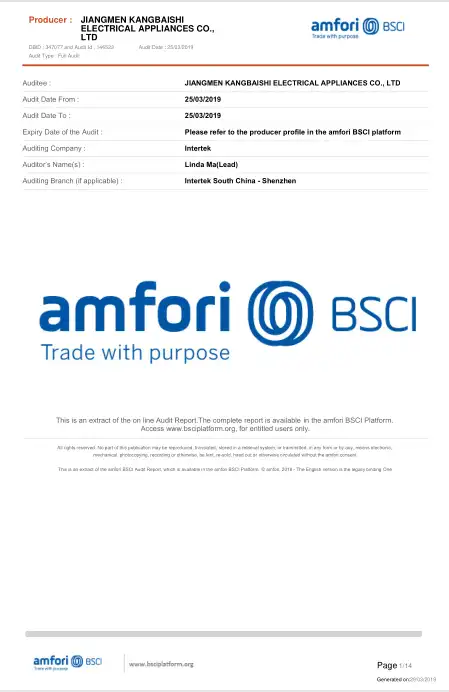 HALEY amfori BSCI Audit Report