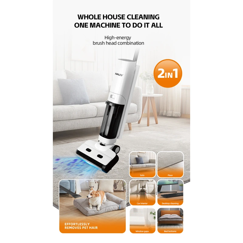 HALEY 200W Cordless Wet & Dry Vacuum Cleaner with Self-Cleaning Function